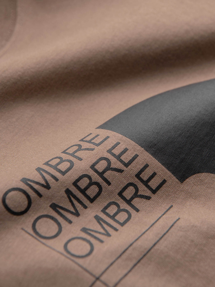 Men's printed cotton t-shirt - light brown V2 OM-TSPT-0166
