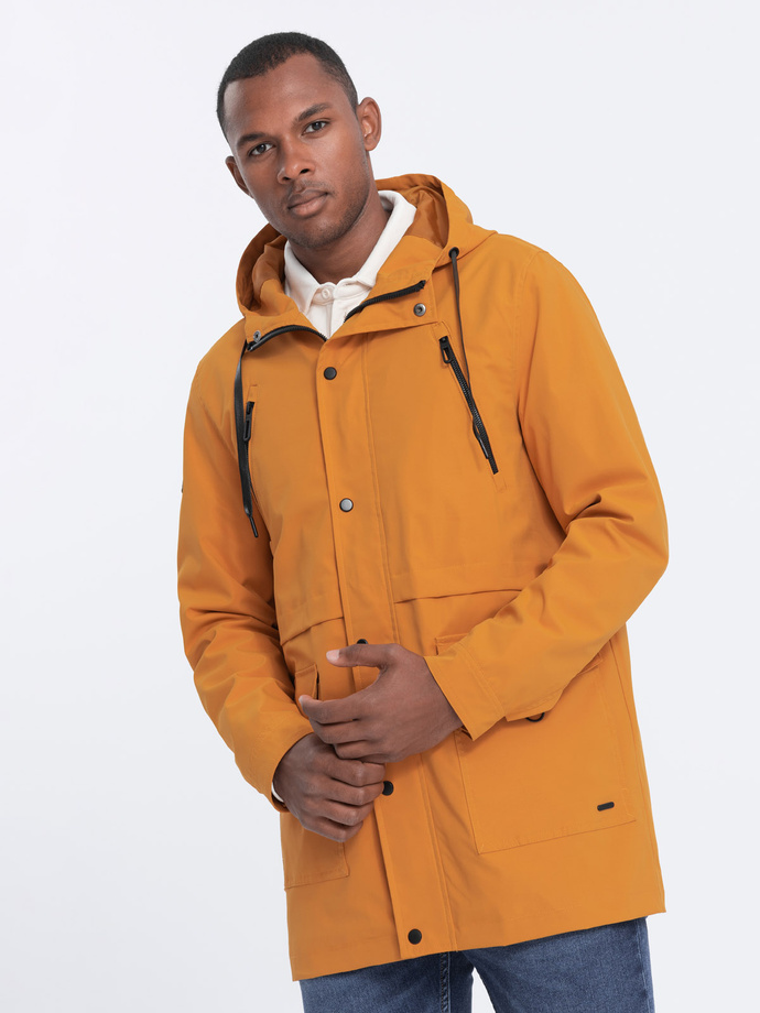 Men's parka jacket with cargo pockets - mustard V3 OM-JANP-22FW-004