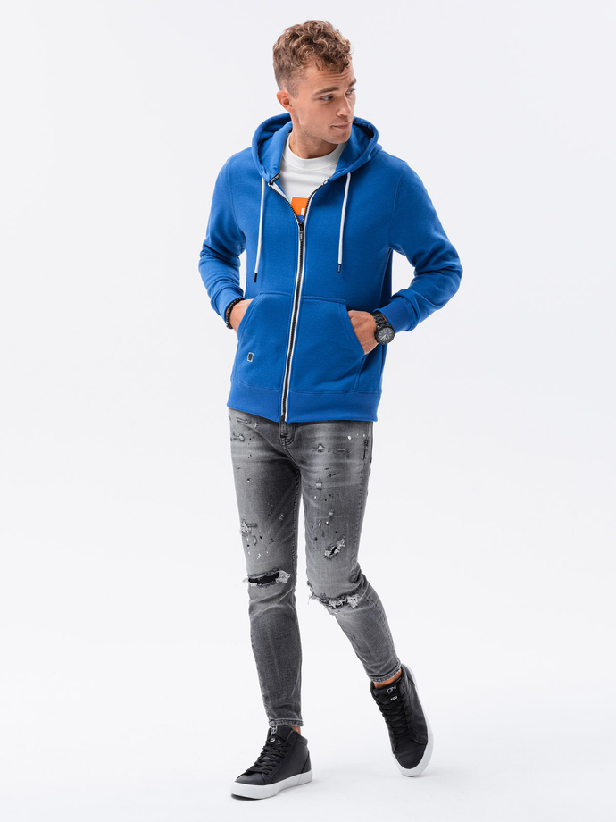 Bluza męska rozpinana z kapturem BASIC - niebieski V9 B977