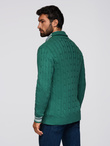 Knitted monochrome men's viscose cardigan - navy blue V1 OM-SWCD-0126