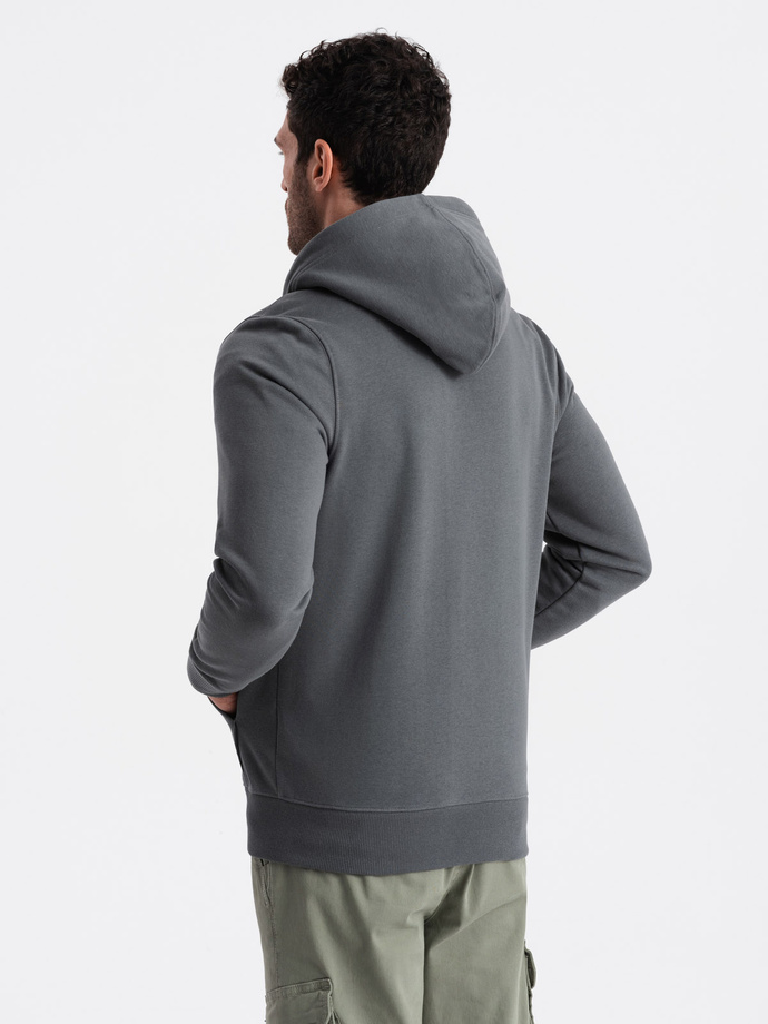 Rozpinana męska dresowa bluza BASIC – grafitowa V11 OM-SSBZ-0160