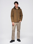 Men's lightweight jacket with waterproof coating and hood- brown V2 C638