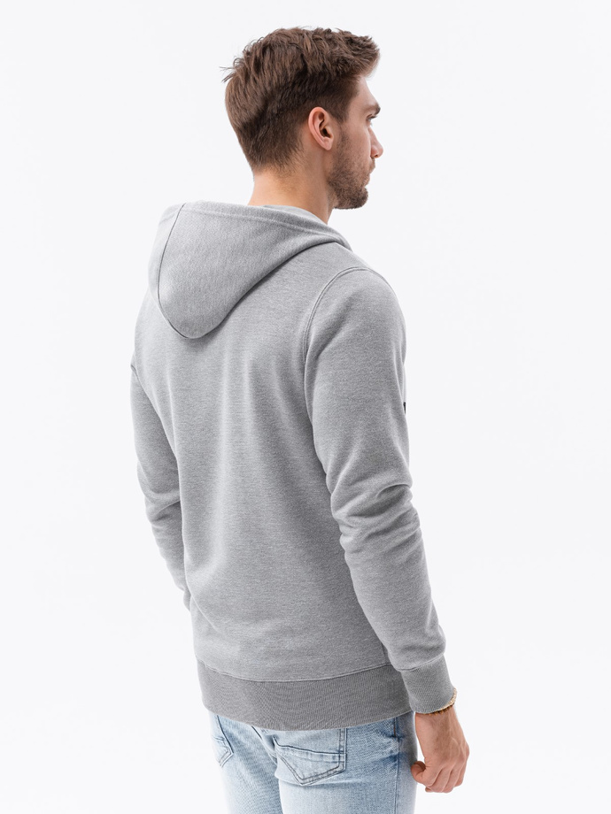 Bluza męska rozpinana z kapturem BASIC - szary melanż V7 B977