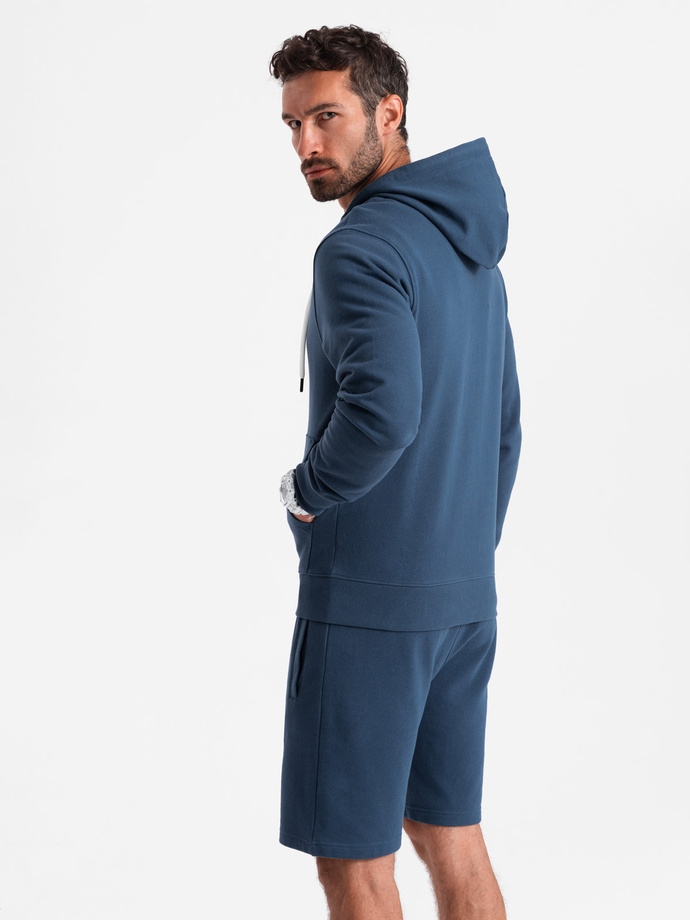 Men's sweatshirt set unbuttoned sweatshirt + shorts - dark blue V4 Z76