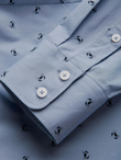 Klasyczna męska bawełniana koszula SLIM FIT w kraby - jasnoniebieska V6 OM-SHCS-0156