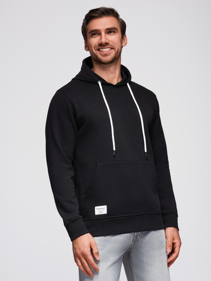 Men's BASIC kangaroo sweatshirt with hood - black V5 B1674