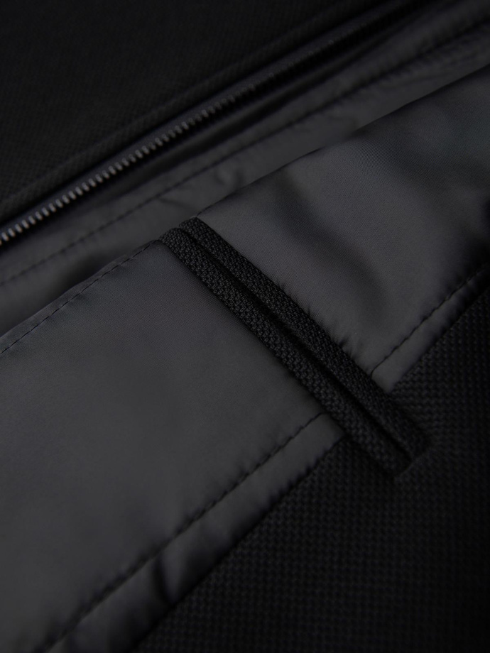 Men's coat with asymmetrical fastening and high collar - light brown V4 OM-COWC-0120