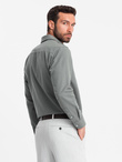 Męska koszula z kieszenią REGULAR FIT - khaki V4 OM-SHCS-0148