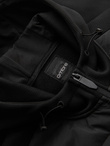 Men's lightweight jacket of combined materials with hood and decorative quilting - black V5 OM-JANP-0160 