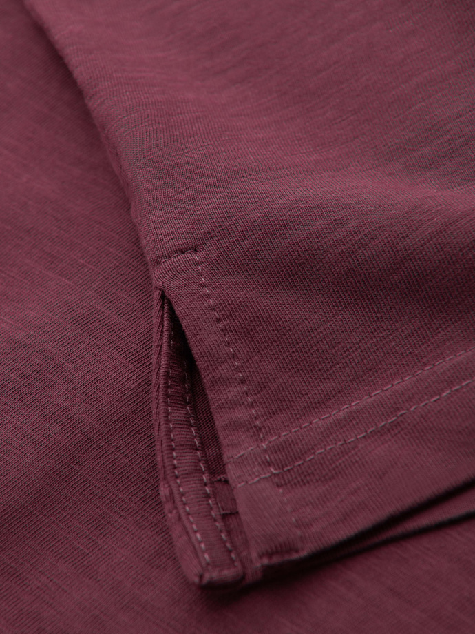 Klasyczna koszulka polo z bawełnianej dzianiny – bordowa V6 OM-POWS-0142