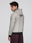 Men's lightweight jacket with mesh lining and hood - gray V6 C640