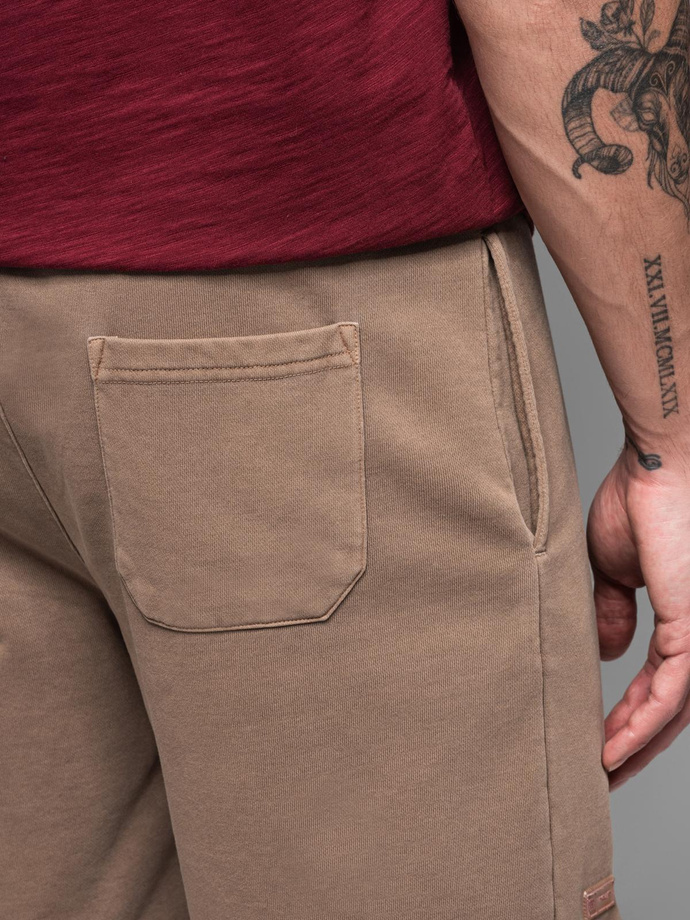 RELAXED FIT men's athleisure style short sweat shorts - light brown V2 OM-SRWS-0122