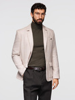 Men's REGULAR cut jacket with linen - light beige V2 OM-BLZB-0128