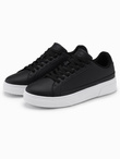 Buty sneakersy męskie z ekoskóry na grubej podeszwie – czarne V5 OM-FOSL-0166