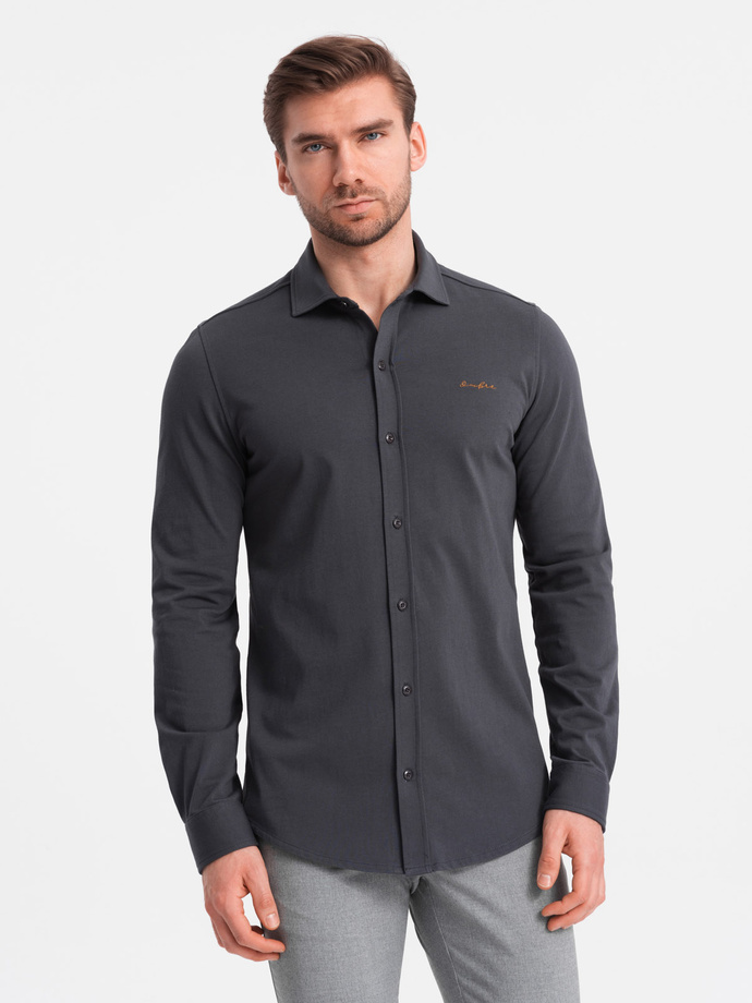 Men's REGULAR cotton single jersey knit shirt - graphite V6 OM-SHCS-0138