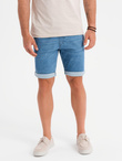 Men's denim shorts with rolled up leg - light blue V1 OM-SRDS-0161 