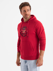 Men's printed kangaroo sweatshirt - red V2 OM-SSPS-0151