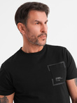 Men's cotton t-shirt with pocket print - black V1 OM-TSPT-0154