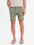 Men's classic denim shorts with rolled up leg - light olive V5 OM-SRDS-0162
