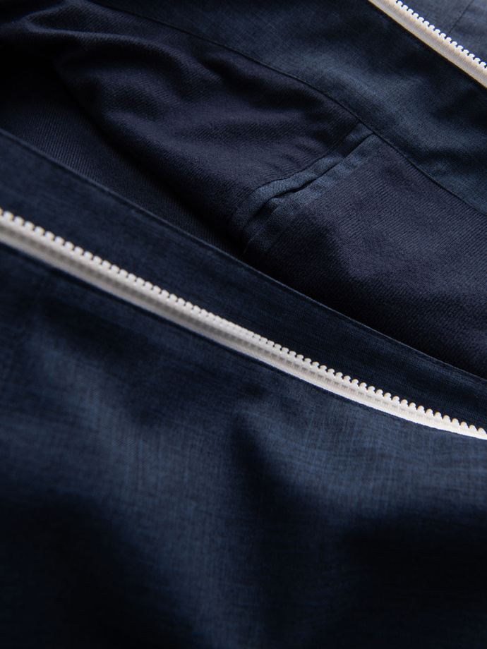 Men's lightweight sports jacket with fleece lining - navy blue V2 OM-JANP-0136