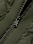 Men's quilted bomber jacket with high collar - dark olive green V3 OM-JALP-0140