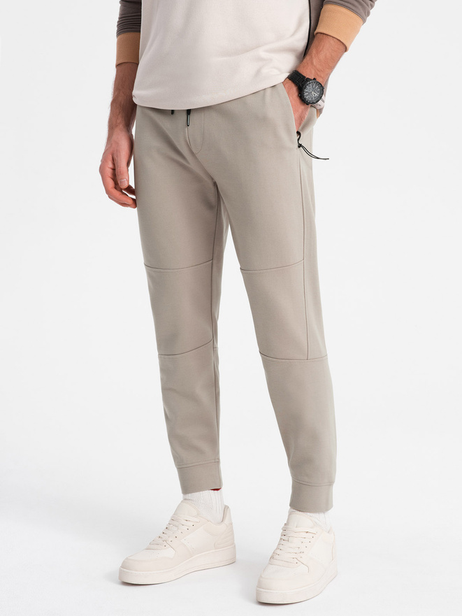 Men's sweatpants joggers on elastic with stitching - ash V1 OM-PASK-0142