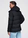 Men's winter jacket with detachable hood in waterproof material - black V3 OM-JAHP-0306