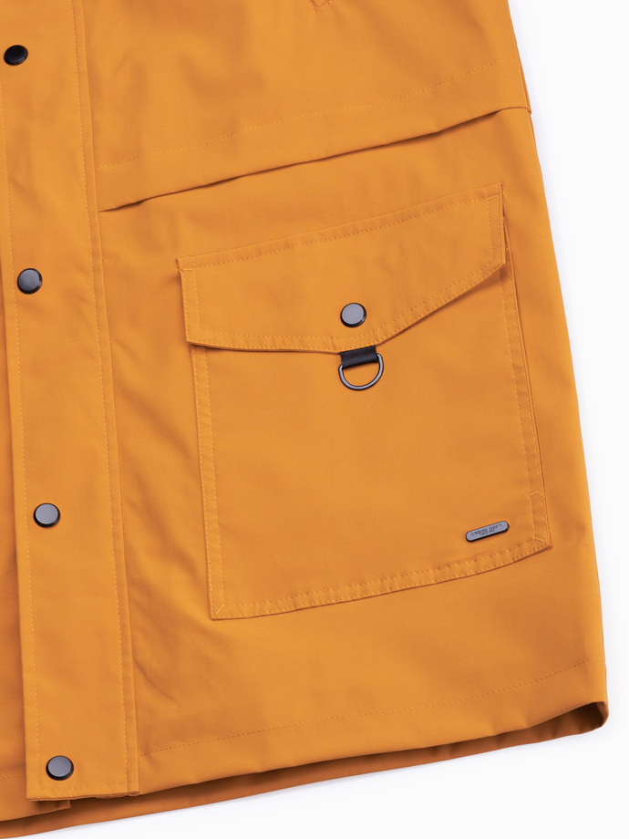 Men's parka jacket with cargo pockets - mustard V3 OM-JANP-22FW-004