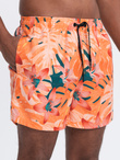 Men's swim shorts in floral motif - orange V5 OM-SRBS-0140