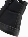 Buty męskie sneakersy za kostkę z ozdobnymi zakładkami – czarne V4 OM-FOSH-0176