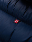 Modern men's quilted jacket of combined materials - navy blue V2 OM-JAHP-0303