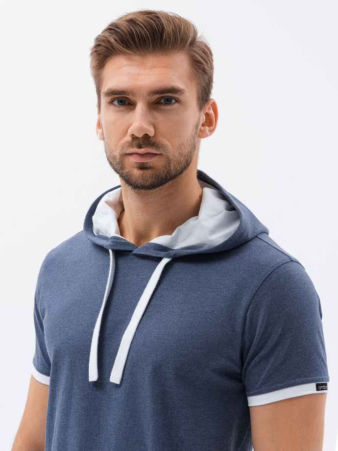 Men's hooded t-shirt - blue melange V12 S1376