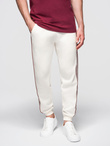 Men's sport jogger pants with stripes - cream V2 OM-PASK-0284