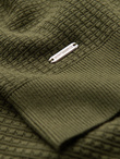 Strukturalny sweter męski z okrągłym dekoltem  – oliwkowy V1 OM-SWSW-0181
