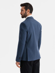Elegant men's SLIM FIT jacket with rayon - dark blue V3 OM-BLZB-0135