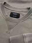Washed men's sweatshirt with decorative stitching at the neckline - beige V2 OM-SSDS-0131