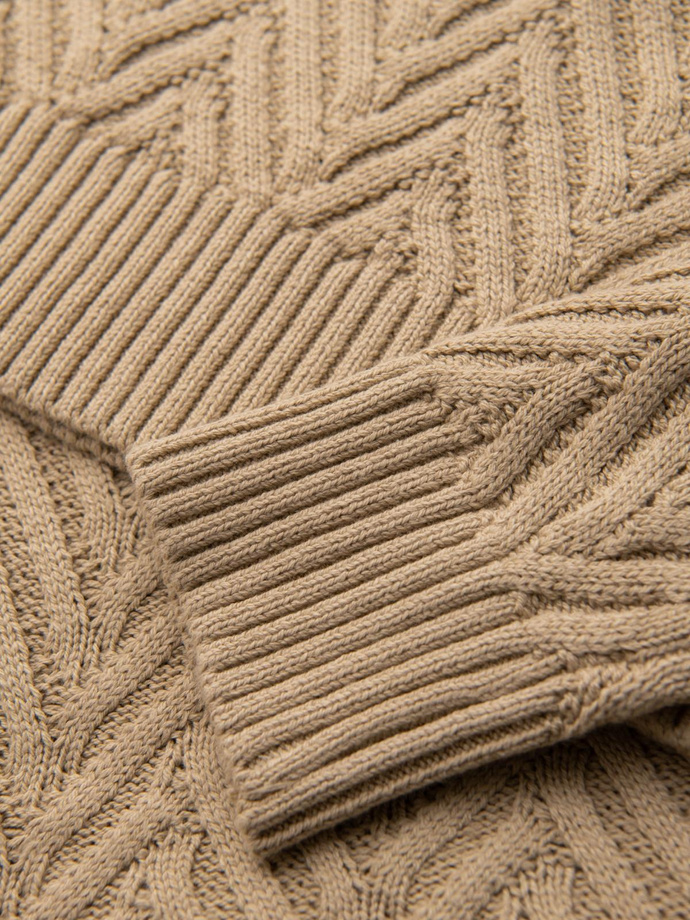 Men's zigzag knit sweater - sand V1 OM-SWSW-0147