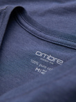 Men's BASIC classic cotton T-shirt with a serape neckline - blue melange V18 OM-TSBS-0237