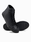 Men's high-top sneakers with rubber toe - black V6 OM-FOSH-0138