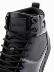 Wysokie buty męskie sneakersy z połyskującymi elementami – czarne V1 OM-FOSH-0178