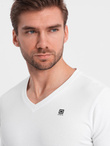 Komplet męskich longsleeve'ów SLIM FIT z dekoltem typu V i logotypem 2-pak – mix biały/granatowy V1 Z103