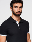 Men's cotton polo shirt with contrast trim - black V8 OM-POSS-0113