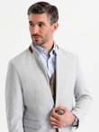 Men's melange rayon jacket with stand-up collar - grey melange V4 OM-BLZB-0131