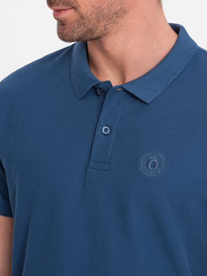 Men's pique knit polo shirt - dark blue V13 S1374