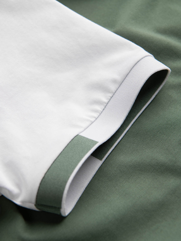 Men's t-shirt with elastane with colored sleeves - green V5 OM-TSCT-0176