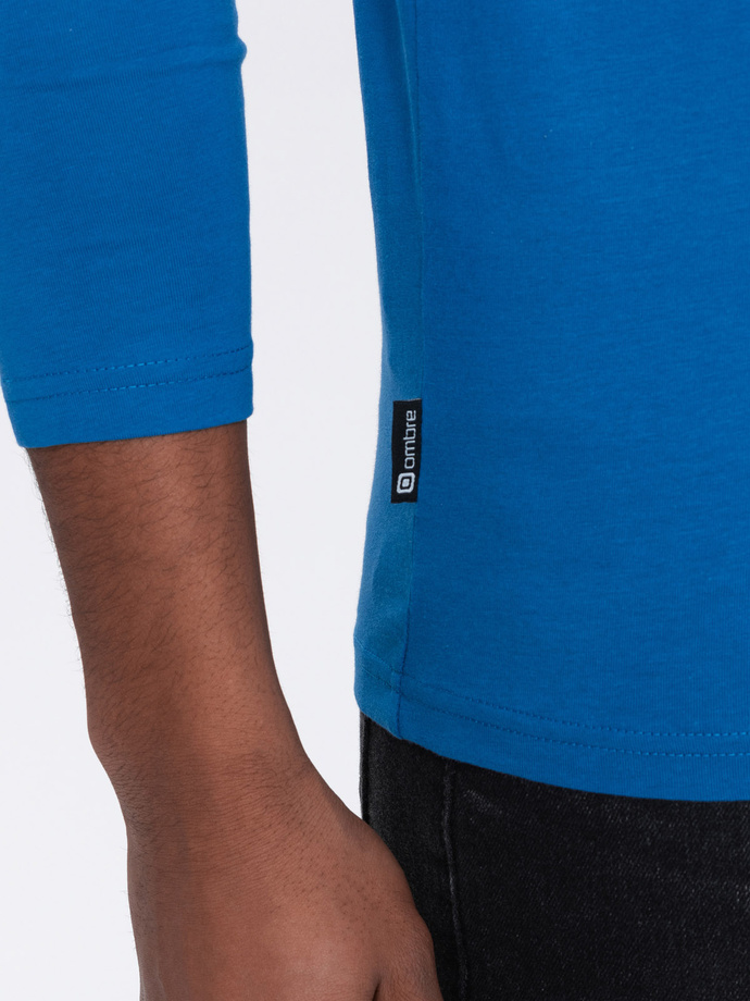 Men's longsleeve with buttons at the neckline - blue V2 OM-LSCL-0107