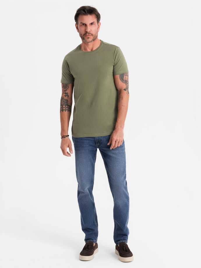 BASIC men's classic cotton T-shirt - khaki V6 OM-TSBS-0236