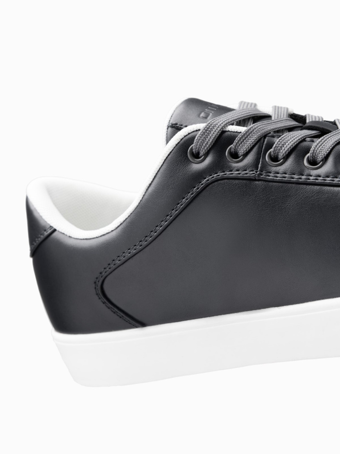 Klasyczne buty męskie sneakersy z wysoką podeszwą – grafitowe V4 OM-FOCS-0165