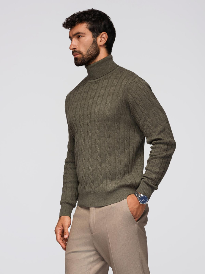 Knitted monochrome men's viscose cardigan - navy blue V1 OM-SWCD-0126