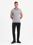 Men's T-shirt with raw finish - gray V1 OM-TSCT-22SS-004